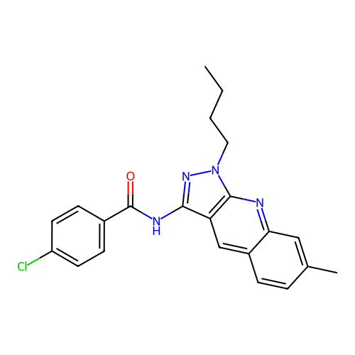 N-(1-butyl-7-methyl-1H-pyrazolo[3,4-b]quinolin-3-yl)-4-chlorobenzamide structure