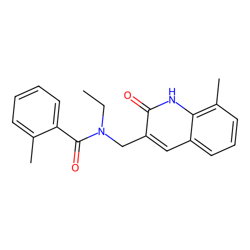 N-ethyl-2-methyl-N-[(8-methyl-2-oxo-1H-quinolin-3-yl)methyl]benzamide structure