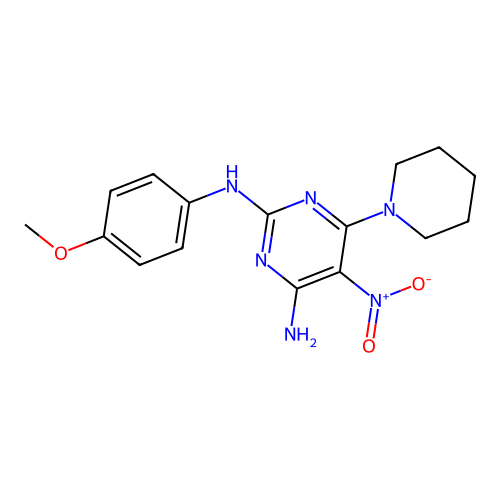 N2-(4-Methoxyphenyl)-5-nitro-6-(piperidin-1-YL)pyrimidine-2,4-diamine structure