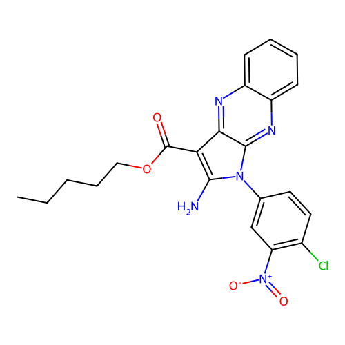 pentyl 2-amino-1-(4-chloro-3-nitrophenyl)-1H-pyrrolo[2,3-b]quinoxaline-3-carboxylate structure