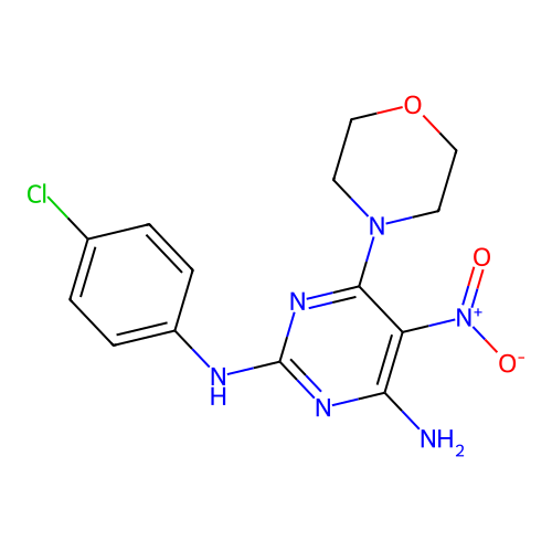 (4-Amino-6-morpholin-4-yl-5-nitropyrimidin-2-yl)(4-chlorophenyl)amine structure