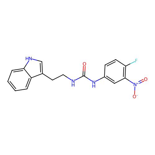 1-(4-fluoro-3-nitrophenyl)-3-[2-(1H-indol-3-yl)ethyl]urea structure