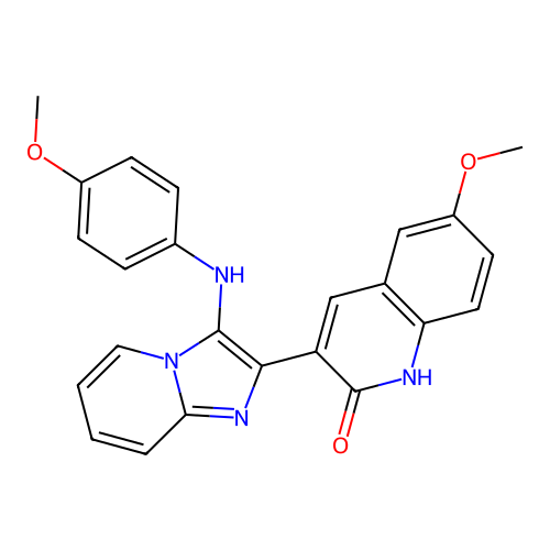 6-methoxy-3-(3-((4-methoxyphenyl)amino)imidazo[1,2-a]pyridin-2-yl)quinolin-2-ol structure