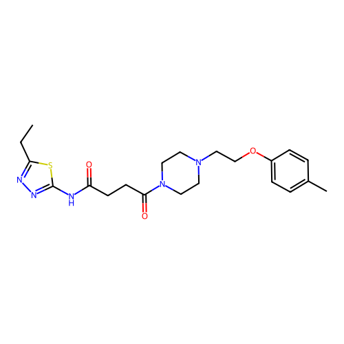 N-(5-ethyl-1,3,4-thiadiazol-2-yl)-4-[4-[2-(4-methylphenoxy)ethyl]piperazin-1-yl]-4-oxobutanamide structure
