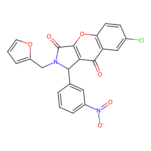 7-chloro-2-(furan-2-ylmethyl)-1-(3-nitrophenyl)-1,2-dihydrochromeno[2,3-c]pyrrole-3,9-dione structure