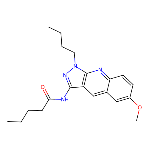 N-(1-butyl-6-methoxypyrazolo[3,4-b]quinolin-3-yl)pentanamide structure