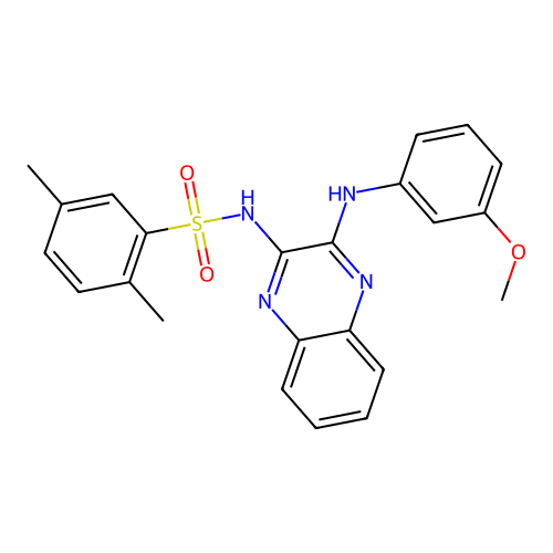 N-(3-((3-methoxyphenyl)amino)quinoxalin-2-yl)-2,5-dimethylbenzenesulfonamide structure