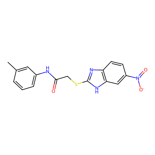 N-(3-methylphenyl)-2-[(6-nitro-1H-benzimidazol-2-yl)sulfanyl]acetamide structure