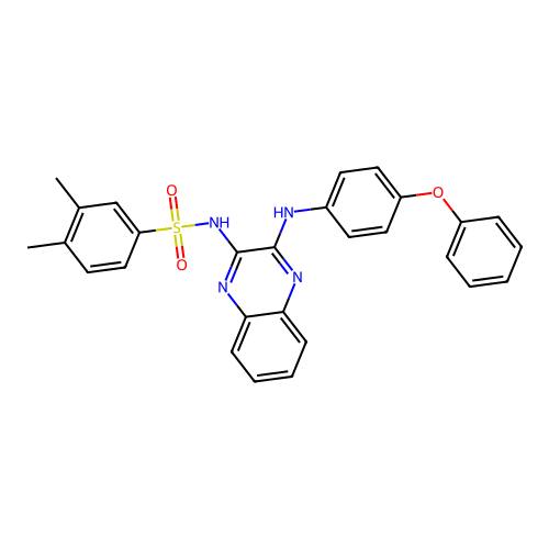 3,4-dimethyl-N-{3-[(4-phenoxyphenyl)amino]quinoxalin-2-yl}benzenesulfonamide structure