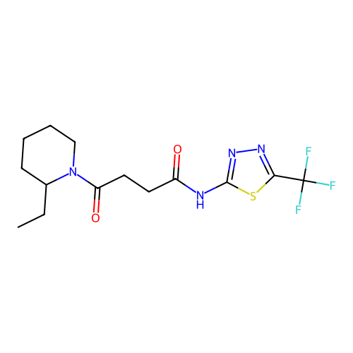 4-(2-ethylpiperidin-1-yl)-4-oxo-N-[5-(trifluoromethyl)-1,3,4-thiadiazol-2-yl]butanamide structure