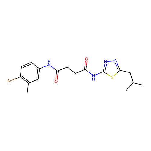 N1-(4-bromo-3-methylphenyl)-N4-(5-isobutyl-1,3,4-thiadiazol-2-yl)succinamide structure