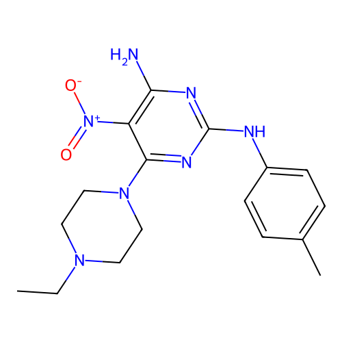 6-(4-ethylpiperazin-1-yl)-N~2~-(4-methylphenyl)-5-nitropyrimidine-2,4-diamine structure