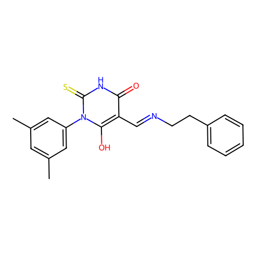 1-(3,5-dimethylphenyl)-5-[(phenethylamino)methylidene]-2-sulfanylidene-1,3-diazinane-4,6-dione structure