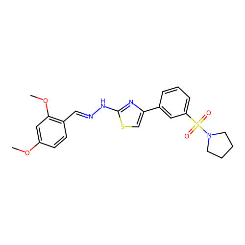 (2Z)-2-[(2E)-(2,4-dimethoxybenzylidene)hydrazinylidene]-4-[3-(pyrrolidin-1-ylsulfonyl)phenyl]-2,3-dihydro-1,3-thiazole structure