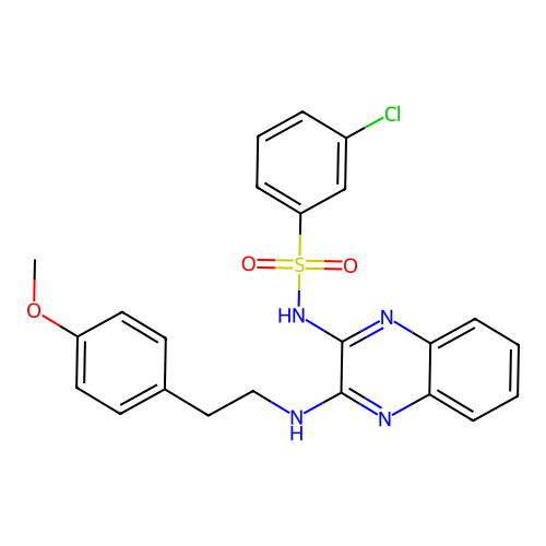 3-chloro-N-(3-((4-methoxyphenethyl)amino)quinoxalin-2-yl)benzenesulfonamide structure