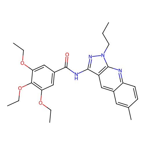 3,4,5-triethoxy-N-(6-methyl-1-propyl-1H-pyrazolo[3,4-b]quinolin-3-yl)benzamide structure