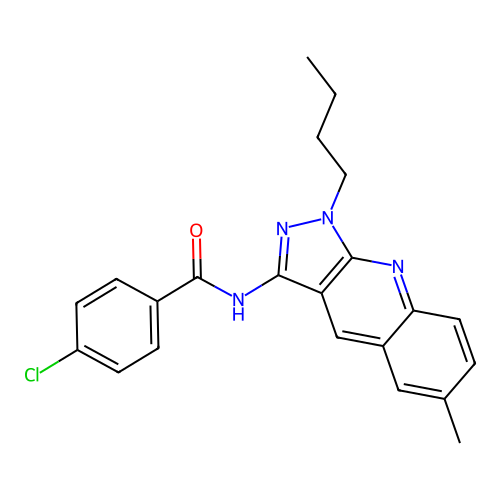 N-(1-butyl-6-methyl-1H-pyrazolo[3,4-b]quinolin-3-yl)-4-chlorobenzamide structure