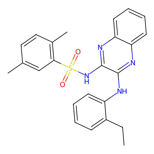 N-(3-((2-ethylphenyl)amino)quinoxalin-2-yl)-2,5-dimethylbenzenesulfonamide structure