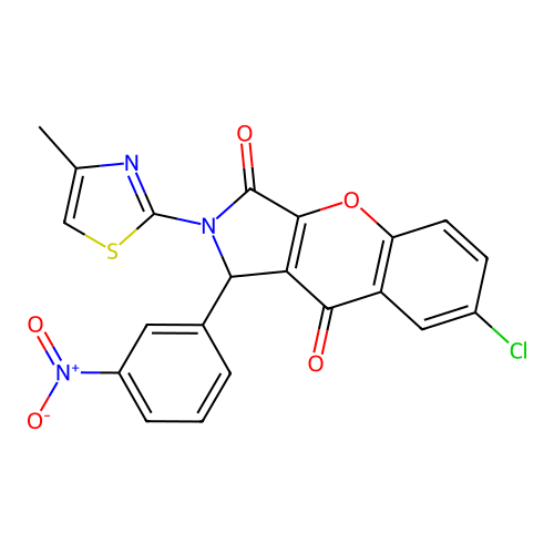 7-chloro-2-(4-methyl-1,3-thiazol-2-yl)-1-(3-nitrophenyl)-1,2-dihydrochromeno[2,3-c]pyrrole-3,9-dione structure