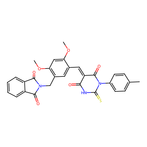(E)-2-(5-((4,6-dioxo-2-thioxo-1-(p-tolyl)tetrahydropyrimidin-5(2H)-ylidene)methyl)-2,4-dimethoxybenzyl)isoindoline-1,3-dione structure