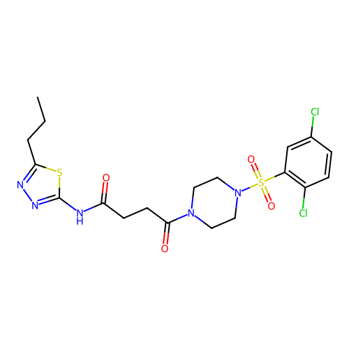 4-(4-((2,5-dichlorophenyl)sulfonyl)piperazin-1-yl)-4-oxo-N-(5-propyl-1,3,4-thiadiazol-2-yl)butanamide structure