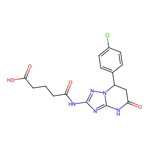 5-((7-(4-chlorophenyl)-5-oxo-4,5,6,7-tetrahydro-[1,2,4]triazolo[1,5-a]pyrimidin-2-yl)amino)-5-oxopentanoic acid structure