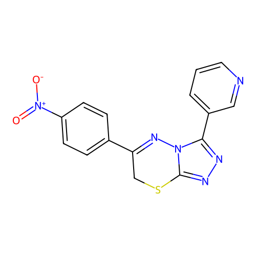 6-(4-nitrophenyl)-3-(pyridin-3-yl)-7H-[1,2,4]triazolo[3,4-b][1,3,4]thiadiazine structure