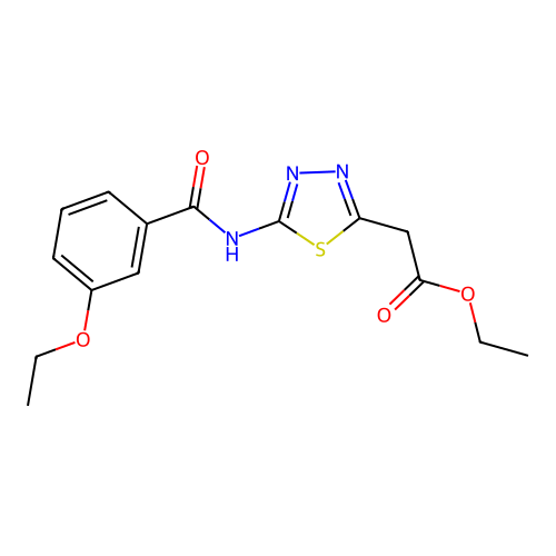 ethyl 2-(5-(3-ethoxybenzamido)-1,3,4-thiadiazol-2-yl)acetate structure