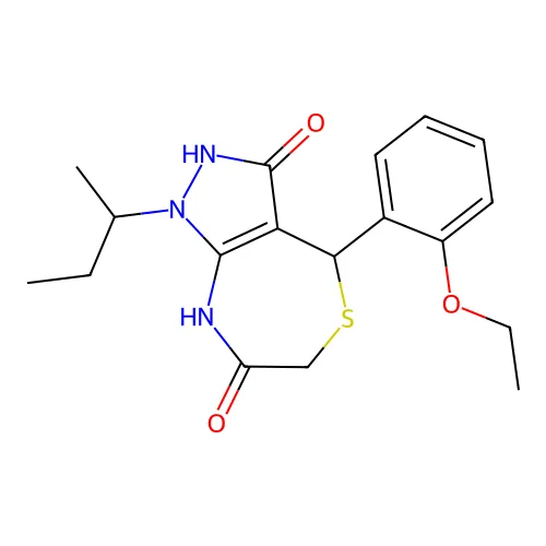 1-丁烷-2-基-4-(2-乙氧基苯基)-4,8-二氢-2H-吡唑并[3,4-e][1,4]硫氮杂环庚三烯-3,7-二酮 structure