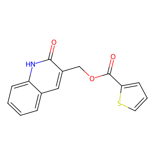 Thiophene-2-carboxylic acid 2-hydroxy-quinolin-3-ylmethyl ester structure