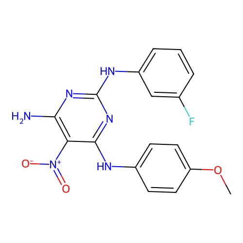 N2-(3-Fluorophenyl)-N4-(4-methoxyphenyl)-5-nitropyrimidine-2,4,6-triamine structure