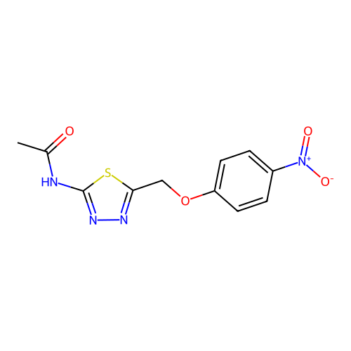 N-(5-((4-nitrophenoxy)methyl)-1,3,4-thiadiazol-2-yl)acetamide structure