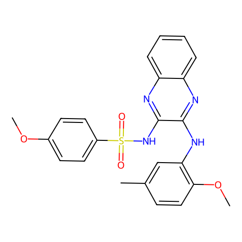 4-methoxy-N-(3-((2-methoxy-5-methylphenyl)amino)quinoxalin-2-yl)benzenesulfonamide structure
