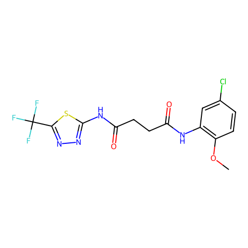 N-(5-chloro-2-methoxyphenyl)-N'-[5-(trifluoromethyl)-1,3,4-thiadiazol-2-yl]butanediamide structure