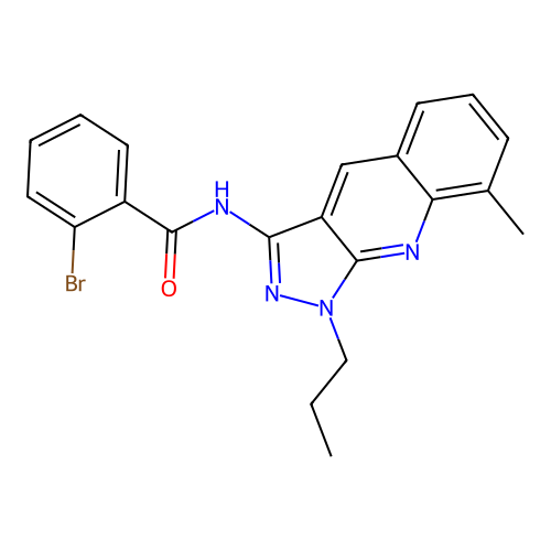 2-bromo-N-(8-methyl-1-propylpyrazolo[3,4-b]quinolin-3-yl)benzamide structure