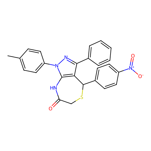 1-(4-methylphenyl)-4-(4-nitrophenyl)-3-phenyl-2,4-dihydropyrazolo[3,4-e][1,4]thiazepin-7-one structure