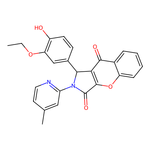 1-(3-ethoxy-4-hydroxyphenyl)-2-(4-methylpyridin-2-yl)-1,2-dihydrochromeno[2,3-c]pyrrole-3,9-dione structure
