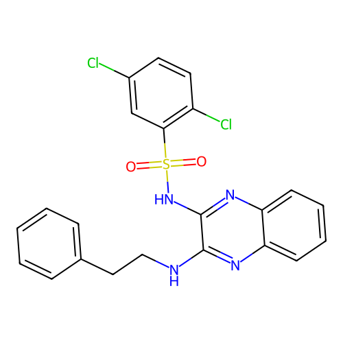 2,5-dichloro-N-(3-(phenethylamino)quinoxalin-2-yl)benzenesulfonamide structure