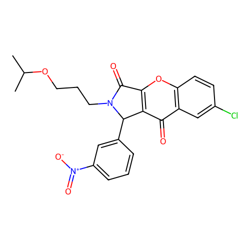 7-chloro-1-(3-nitrophenyl)-2-(3-propan-2-yloxypropyl)-1H-chromeno[2,3-c]pyrrole-3,9-dione structure