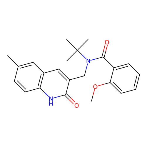 N-tert-butyl-2-methoxy-N-[(6-methyl-2-oxo-1H-quinolin-3-yl)methyl]benzamide structure
