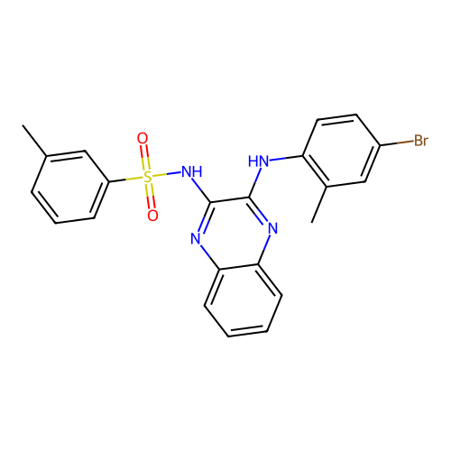 N-(3-((4-bromo-2-methylphenyl)amino)quinoxalin-2-yl)-3-methylbenzenesulfonamide structure