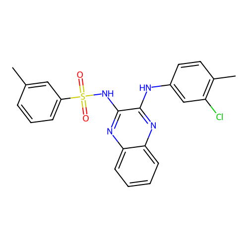 N-(3-((3-chloro-4-methylphenyl)amino)quinoxalin-2-yl)-3-methylbenzenesulfonamide structure