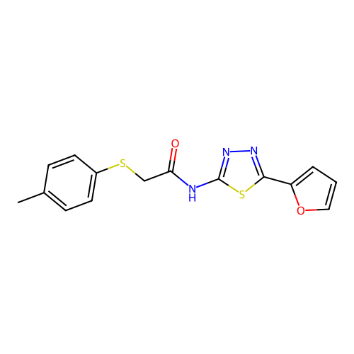 N-(5-(furan-2-yl)-1,3,4-thiadiazol-2-yl)-2-(p-tolylthio)acetamide structure