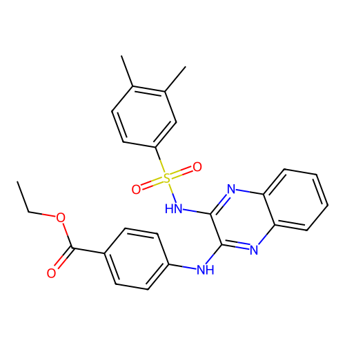 Ethyl 4-[(3-{[(3,4-dimethylphenyl)sulfonyl]amino}quinoxalin-2-yl)amino]benzoate structure