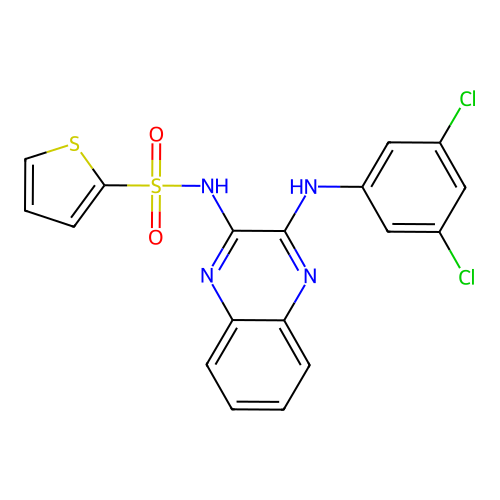 N-(3-((3,5-dichlorophenyl)amino)quinoxalin-2-yl)thiophene-2-sulfonamide structure