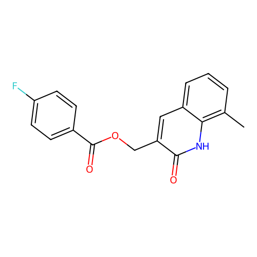 (8-methyl-2-oxo-1H-quinolin-3-yl)methyl 4-fluorobenzoate structure