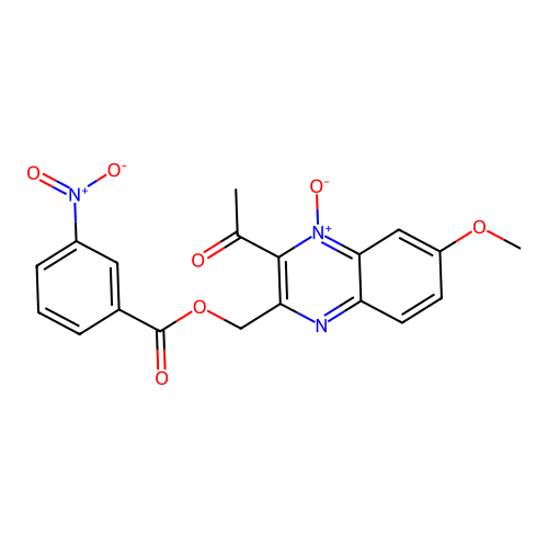 (3-Acetyl-6-methoxy-4-oxidoquinoxalin-4-ium-2-yl)methyl 3-nitrobenzoate structure