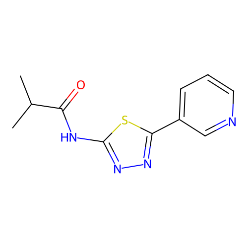 2-methyl-N-[(2E)-5-(pyridin-3-yl)-1,3,4-thiadiazol-2(3H)-ylidene]propanamide structure