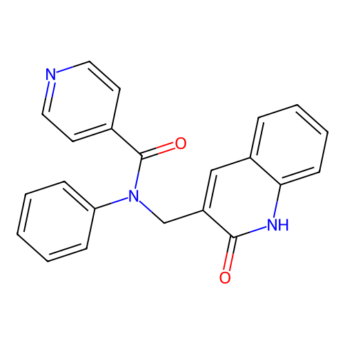 N-[(2-oxo-1H-quinolin-3-yl)methyl]-N-phenylpyridine-4-carboxamide structure