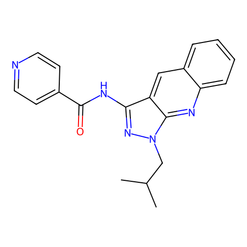 N-[1-(2-methylpropyl)pyrazolo[3,4-b]quinolin-3-yl]pyridine-4-carboxamide structure